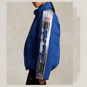 NWT Ralph Lauren Water-Resistant Polo Sport Ski Jacket Metallic Sleeve Small